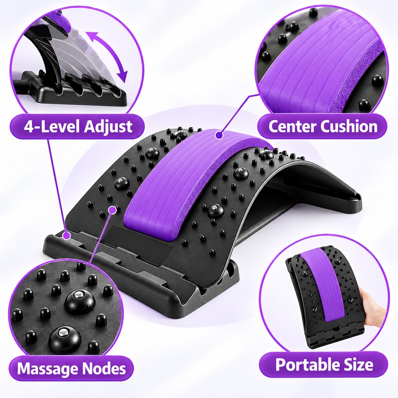 4-Level Back Stretcher Lumbar Support Board – Adjustable Arch Stretching