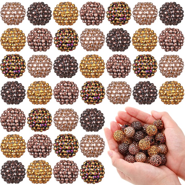 Loetere 40 Pcs 20 mm Rhinestone Beads Bulk Crystal Round