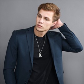 U7 Bible Verse Prayer Necklace Round Pendant Religious Christian Jewelry for Men and Women, Gold/Black/Rose Gold/Platinum Pendnat Available (C Stainless Steel-Prayer Hand)