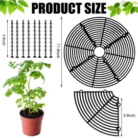 WBNYX 11.8 Inch Plant Pot Cover,Durable Cat & Dog Digging Stopper with Deep Stakes,Adjustable Soil Guard Grid for Indoor & Outdoor Flower Pots,Black Animal Protector