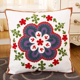 ZUODU Hand Made National Embroidery Bohemian Housewarming Car Home Decoration Cushion Cover/Throw Pillow Cover (Pattern-2)