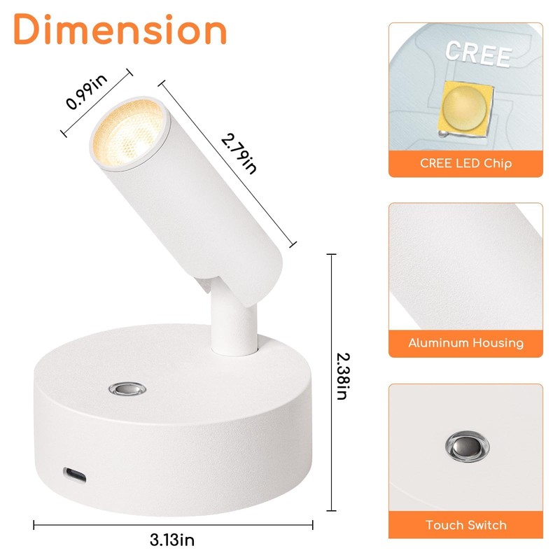 URTOM Wireless Spot Lights Indoor with Remote Rechargeable LED Uplighting
