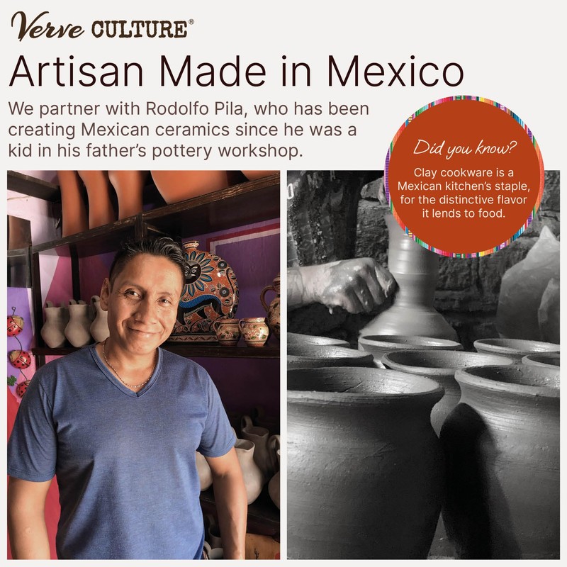 Handcrafted Mexican Hot Chocolate Jug by Verve CULTURE, Clay Chocolatera,