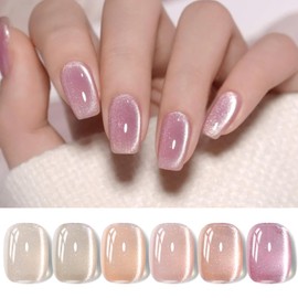 Born Pretty- Juego de esmaltes de uñas en gel Cateye Jelly sin tóxicos, con kit magnético, de larga duración, 6 piezas en un solo paquete             