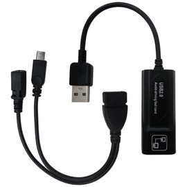 Feuaue USB 2.0 to Ethernet Adapter with USB OTG Y Cable Splitter, USB to RJ45 Supporting 10/100 Mbps Ethernet Network for Windows for Fire TV Stick 3/2nd Generation 2AE6S0948 (Black)