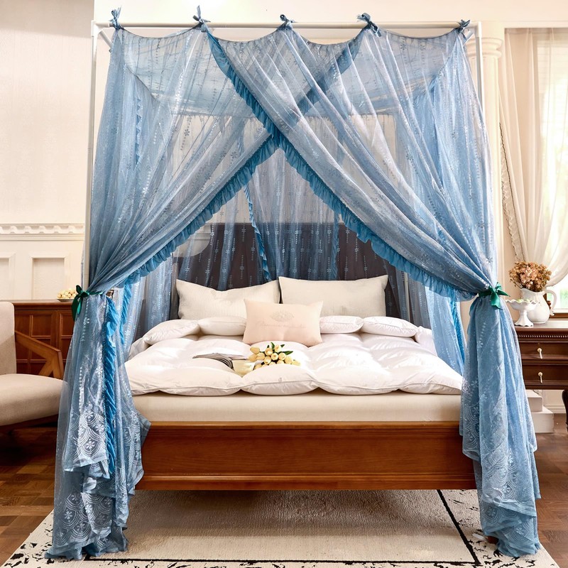 AIKASY Bed Canopy Mosquito Net for 4 Corner Post Beds,