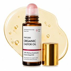 Organic Castor Oil Roll On with Rose Quartz Roller Ball, 1.7 oz
