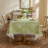 Rakila Rectangle Vintage Cotton Linen Tablecloth with Stitching Tassels Washable