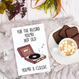 COLINHELIN Funny Birthday Card for Grandpa Dad Him, Getting Older Birthday Card For Husband, Retro Record Player Birthday Card, 40th 50th 60th 70th 80th Birthday Card for Men, Old Age Birthday Card