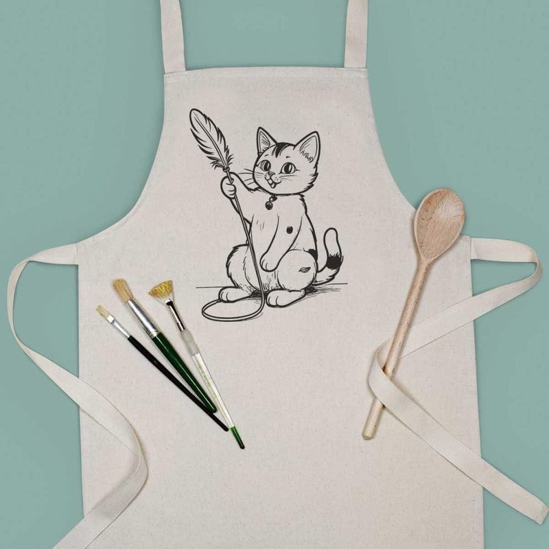 'Cat Playing With A Feather Toy' Kid’s Cooking Apron (AP00064332)