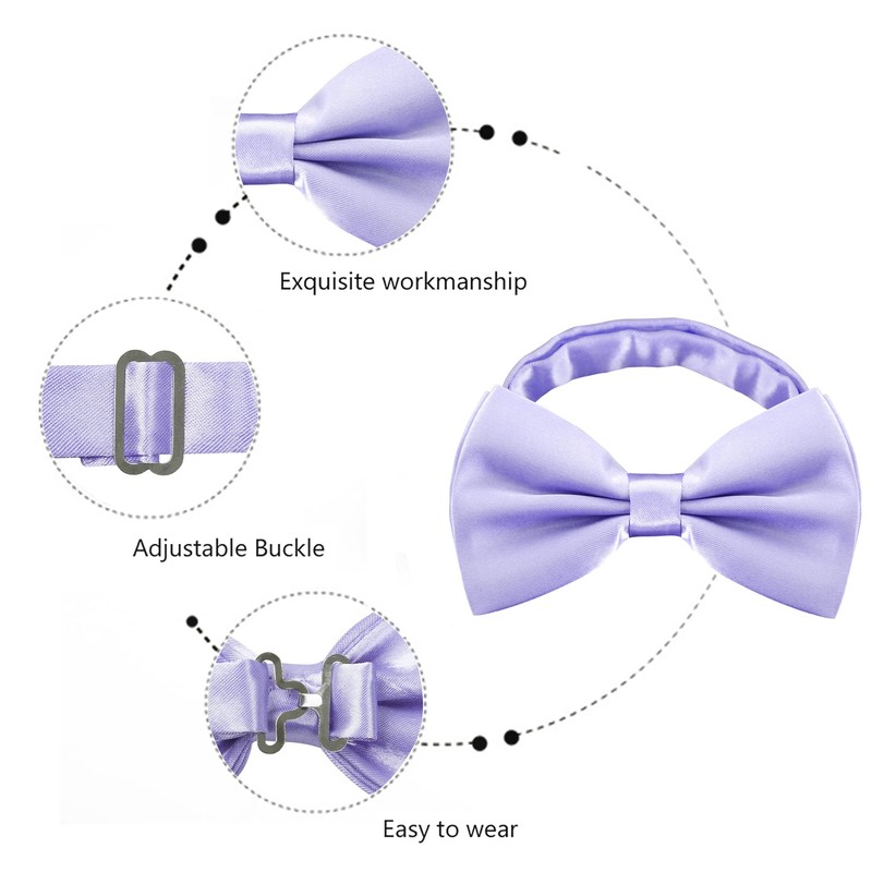 Alizeal Mens Adjustable Pre-tied Solid Bow Tie, lilac