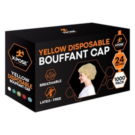 Xpose Safety Yellow Disposable Bouffant Caps 24 Inch – Hairnets for Food Service, Beauty, Laboratories, Cleaning, Cooking – Breathable & Lightweight - (Pack of 1000)