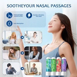 Pack of 4 Nasal Stick Inhaler Pen for Nose Smelling Pens, Quickly Relieves Nasal Congestion, Improves Breathing and Increases Concentration, Perfect for Work, School