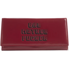 Pink Clutch Embroidered Bad Mother Fu**er Leather Wallet As Seen in Pulp Fiction