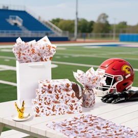 100 Sheets Football Tissue Paper, 20x14 Inches, Brown Football Wrapping Paper, Sports Themed Decorative Tissue for Baby Shower, Birthday, Team Celebration Party Gift Wrapping Supplies