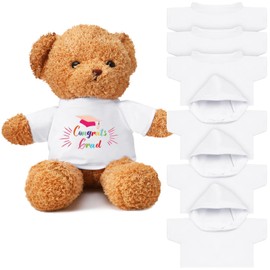 Kathfly 6 Pcs Sublimation Blank Bear Clothes, White Basic Fleece Tee Shirt Doll T Shirts White Sublimation Blank White Bear Hoodie for 4-18 Inch Stuffed Bears Dolls DIY