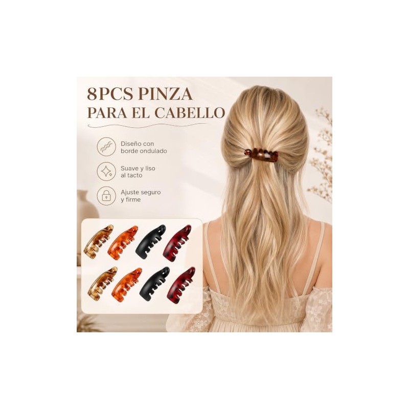 8PCS Pasadores Mujer,Mini Pinzas para el Cabello con Forma de