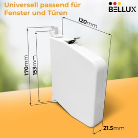 Bellux Surface-Mounted Belt Winder - Mini Belt Winder with Automatic Threading - 180° Swivelling - For 14 mm Roller Shutter Belt - Includes Cover Caps and Mounting Material - Hole Spacing 153 mm -