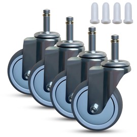 BAISASY 4 Inch Stem Caster, 7/16inch x 1-3/8inch Stem Diameter Caster Set of 4, Heavy Duty Caster Wheel Without Brake, for Workbench Trolley, Shop Carts etc.