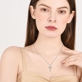 Aututer Grandma Cross Necklace S925 Sterling Silver Heart Cross Necklace for Women Grandma Gifts from Granddaughter Birthday Mother’s Day Jewelry Gifts