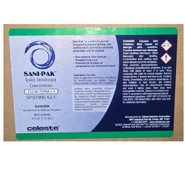 Celeste Sani-Pak Clear Liquid Lavatory Toilet Deodorant Concentrate SP-97000/6Z/C (Case of 12 x 6oz Bottles), Perfect for for Aircraft, Bus, RV, Marine, Rail, Motorcoach and Portable Toilets