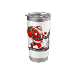 Santa on Treadmill Gym Fitness Workout Christmas Xmas Stainless Steel Insulated Tumbler