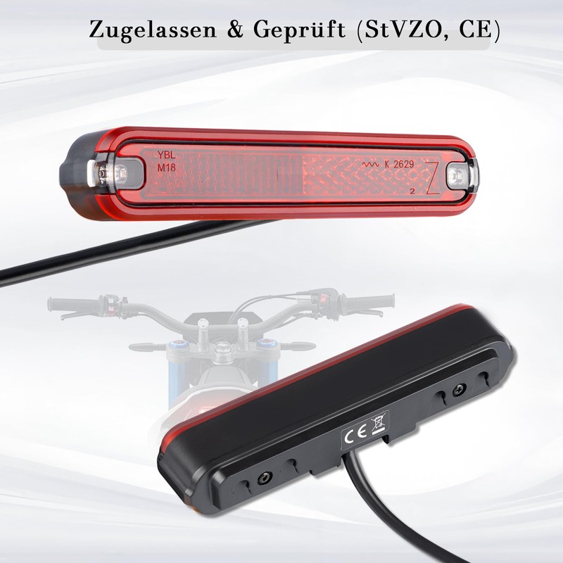 evermotor Brake Light with Motorcycle LED Rear Light, 6-12 V,
