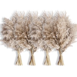 40 PCS Nature Pampas Grass Bouquet Decor - Boho Flowers and Feathers for Centerpieces, Perfect for Floor Vase Fillers, Home Decor, Living Room, and Wedding Decor