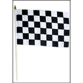 RFCO Wholesale Lot of 24 Black & White Checkered 12"x18" Stick Flag