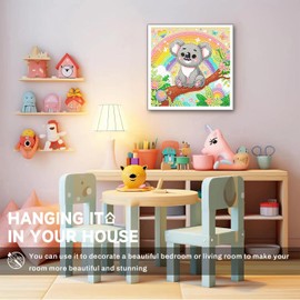 GOUGOUFAFA Koala Diamond Art for Kids with Frame- Small Diamond Painting Kits for Children, Big Gem Arts and Crafts for Kids Ages 6-12(7x7inch)