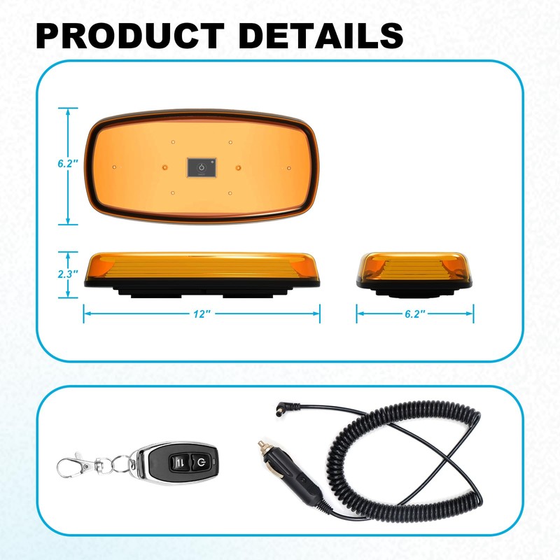 Agrieyes APP Control Mini Strobe Light Bar Rechargeable, Magnetic LED