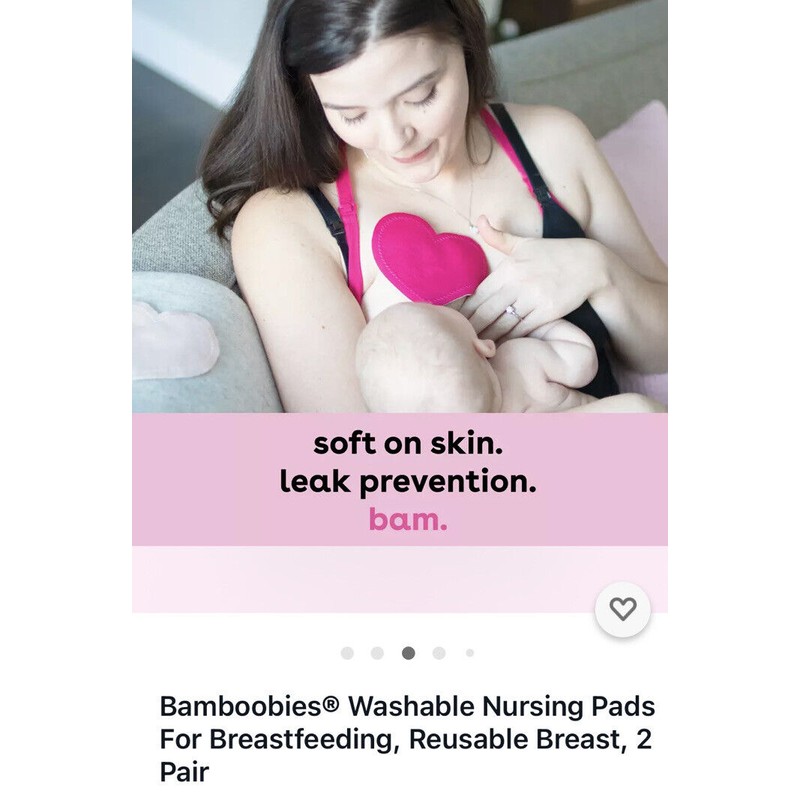 Bamboobies Reusable Nursing Pads (4 Pairs), for Breastfeeding, Super-Soft New!