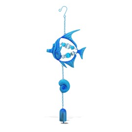 CoTa Global Blue Fish Sea Glass Hanging Wind Chime 19.69 Inch, Nautical Glass Windchime Outdoor Decor for a Harmonic Porch, Patio & Garden, Unique Beach Art Indoor Wind Chime Window Mobile
