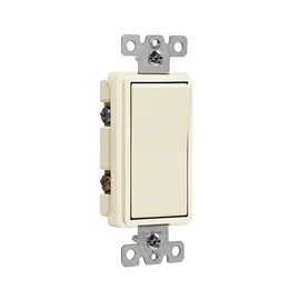 ENERLITES Decorator Light Switch, 20 Amp Paddle Switch, 3-Way or Single Pole, Commercial Grade, 20A 120V-277V, Grounding Screw, Back Insert and Side Terminals, UL listed, 93200-LA, Light Almond