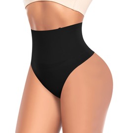Tummy Control Thong Shapewear for Women High Waisted Panties Girdle Seamless Shaping Body Shaper Underwear （A# Black-6,S）