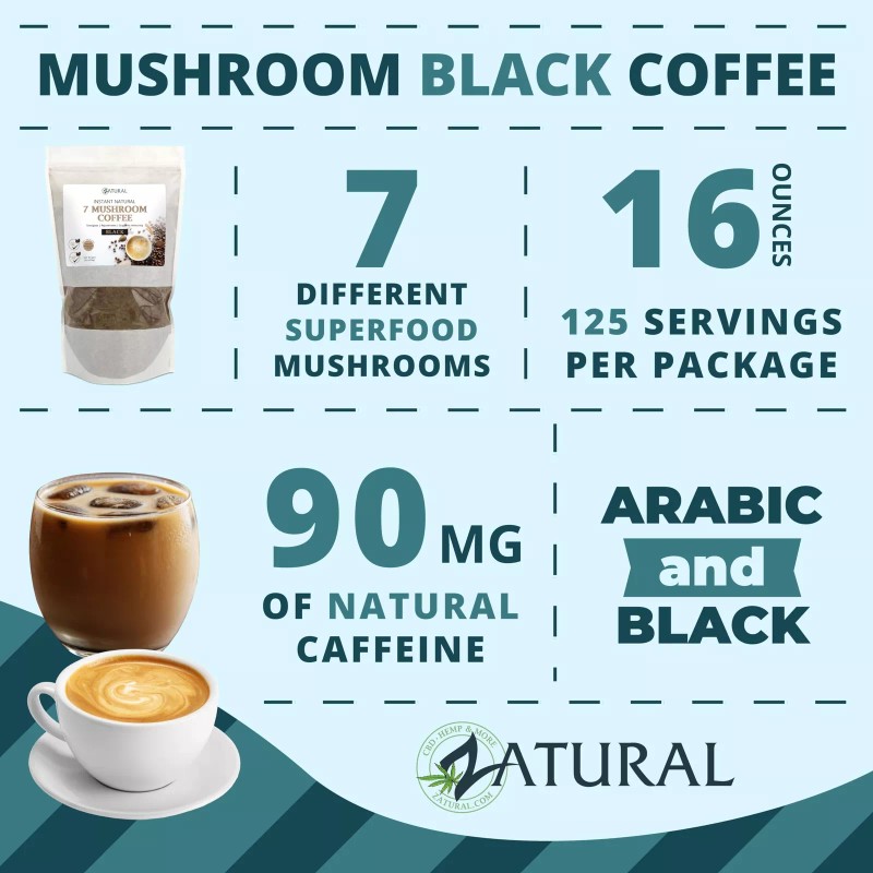 Zatural Mushroom Coffee, 125 Servings Instant Natural Black Blend with