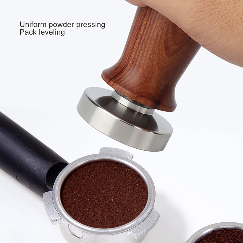 Coffee Leveler Tool Flat Base Wooden Handle 304 Stainless Steel