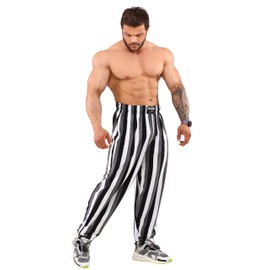 BIG SAM SPORTSWEAR COMPANY Men's Baggy Pants Loose Fit Stripped Gym Workout Sweatpants with Pockets (L, White)
