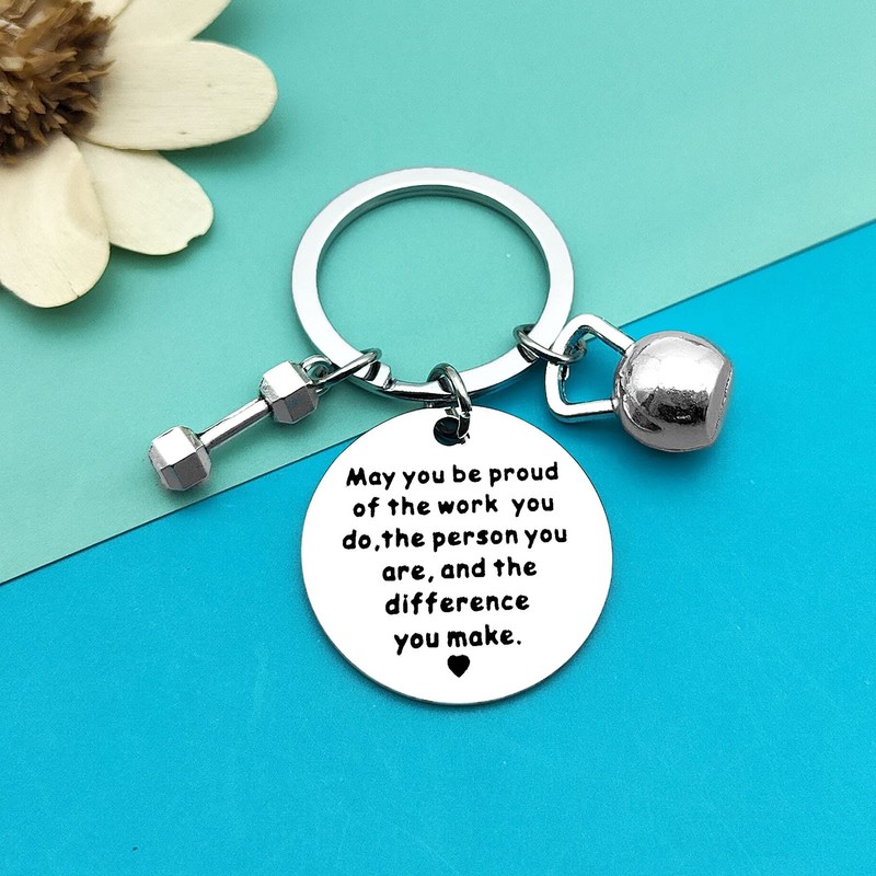 6Pcs Fitness Gym Charm Keyring Fitness Instructor Gift Appreciation Gifts