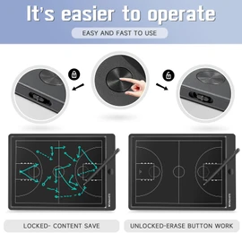 Electronic Basketball Coach Board - Premium Tactical Marker Board with Large LCD Screen and Stylus Pen, Digital Rechargeable Basketball Training Equipment for Coach and Game Plan