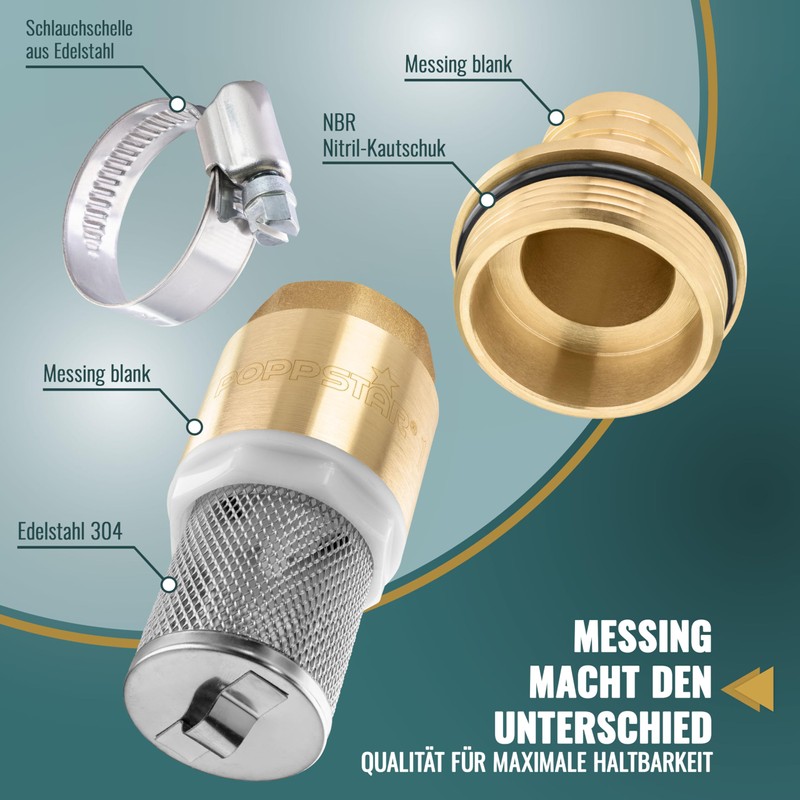 Poppstar Suction Filter Set, Foot Valve with Check Valve 1
