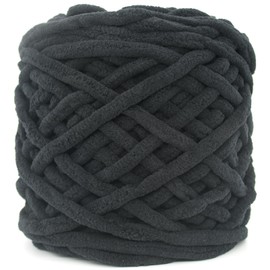 Chunky Velvet Chenille Yarn for Crocheting Velvet Fluffy Plush Thick Bulky Chunky Chenille Velvet Soft Baby Blanket Yarn for Crocheting Hand Knitting 100g(Black)