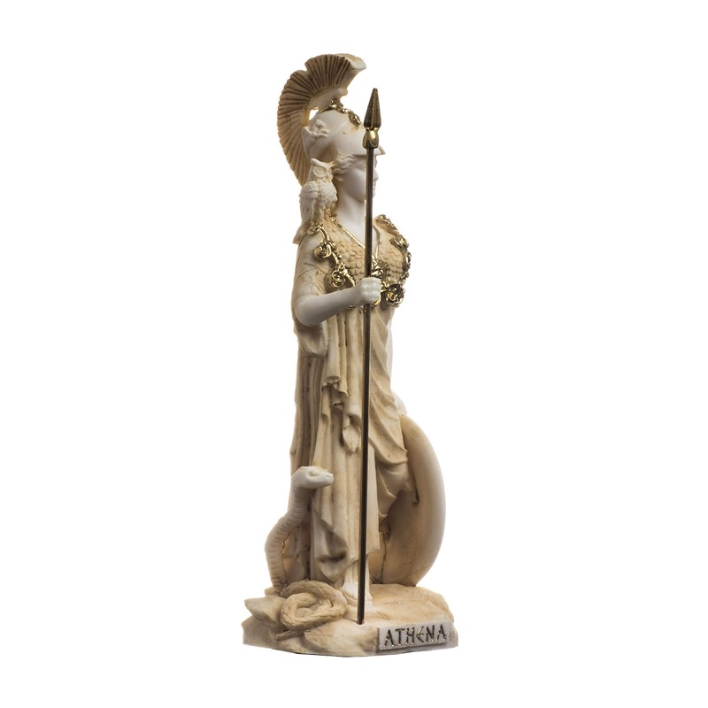 BeautifulGreekStatues Athena With Owl Medusa Holding Shield Greek Goddess Alabaster