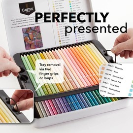 Castle Art Supplies Pastel Pencil Set | 48 Colours in Soft Rich Tones | For Professional and Experienced Artists | Protected and Organized in a Tin Presentation Box