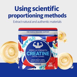 DHOP Creatine Gummies – 6,000mg Monohydrate + 500mg HCl with BCAAs & Energy Boost | 30 Sugar-Free Fruit Flavor Gummies for Muscle Growth & Strength