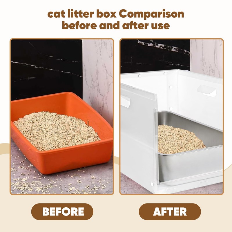 Multifunctional Cat Litter Box Enclosure, High Sided Cat Litter Box
