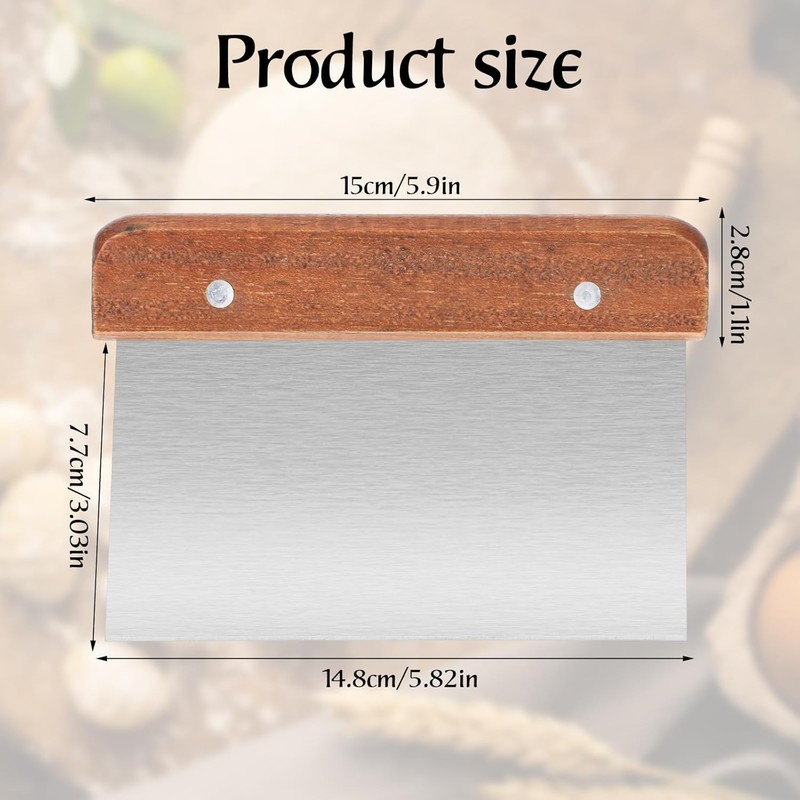 16.7 X 10.8CM Stainless Steel Bench Scraper with Wooden Handle