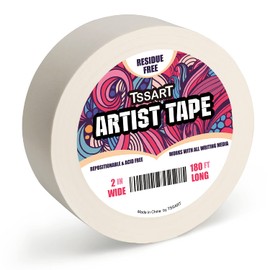 TSSART White Artist Tape - Masking Artists Tape for Drafting Art Watercolor Painting Canvas Framing - Acid Free 2 Inch Wide 180FT Long
