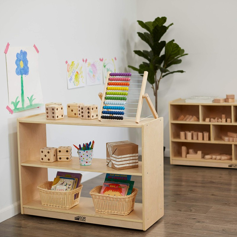 ECR4KIDS 2 Shelf Storage Birch Cabinet with Open Back, Natural