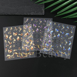 Rchovsam 6 Pcs Embossed Marble Nail Stickers for Nails Art Gradient Marble Nail-Art Stickers Decals Self-Adhesive Nail Art Decals for Women Nail Supplies Art Design-Purple Blue Brown